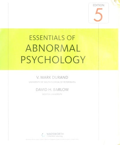 Essentials of abnormal psychology