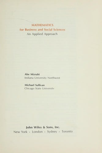 Mathematics for business and social sciences : an applied approach