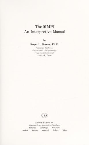 The MMPI : an interpretive manual