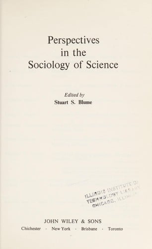Perspectives in the sociology of science