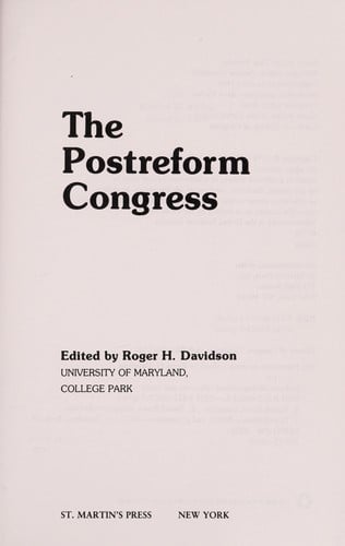 The Postreform Congress
