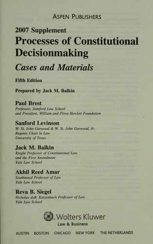Process of constitutional decisionmaking : cases and materials