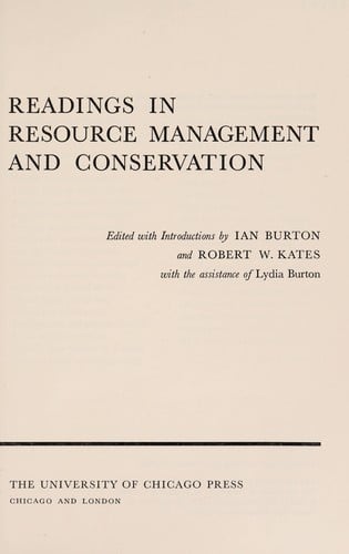 Readings in resource management and conservation