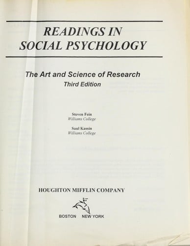 Readings in social psychology : the art and science of research