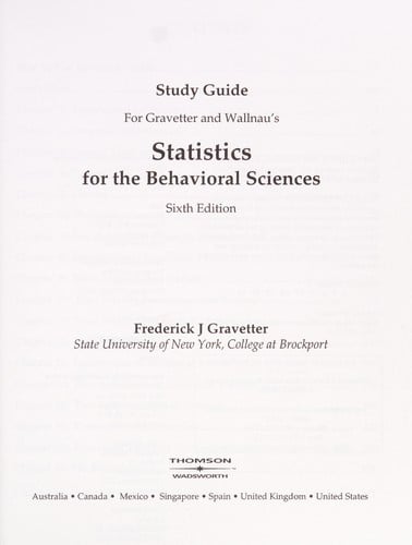 Study guide for Gravetter and Wallnau's statistics for the behavioral sciences