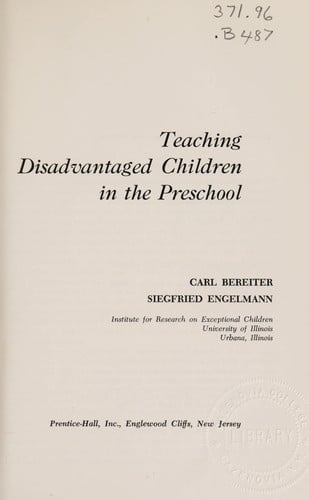 Teaching disadvantaged children in the preschool