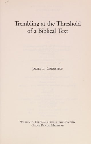 Trembling at the threshold of a biblical text