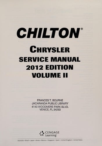 Chilton Chrysler service manual 2012