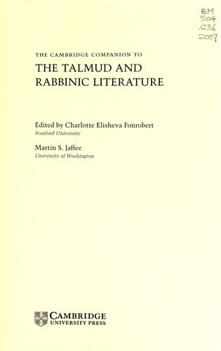 The Cambridge companion to the Talmud and rabbinic literature