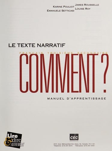 Le texte narratif