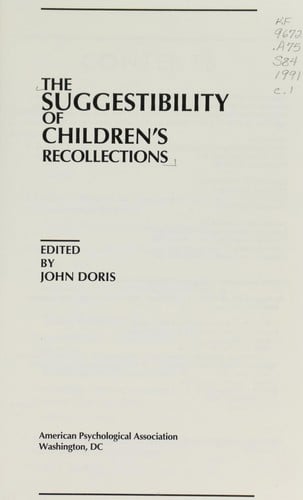 The Suggestibility of children's recollections