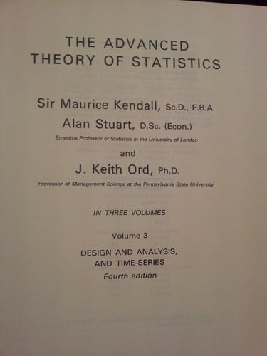 The Advanced Theory of Statistics  Vol.3