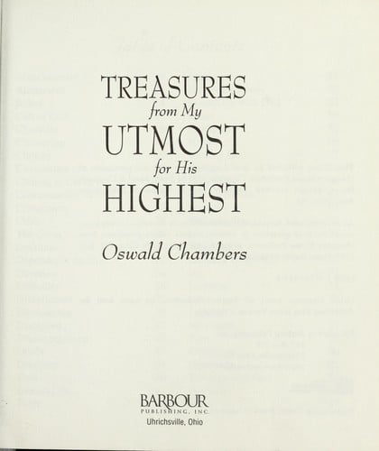 Treasures (From My Utmost For His Highest)