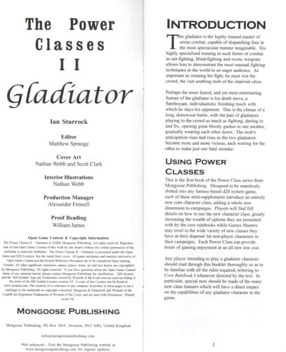The Power Classes: Gladiator (d20 System)