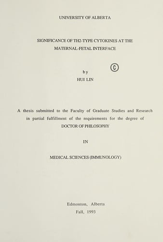 Significance of TH2-type cytokines at the maternal-fetal interface