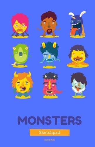 Monsters Sketchpad & Journal: Blue, 5x5 x 8.5 Lined Journal, Daily Diary, Notebook for Adults, Teens or Kids (Elite Journal)