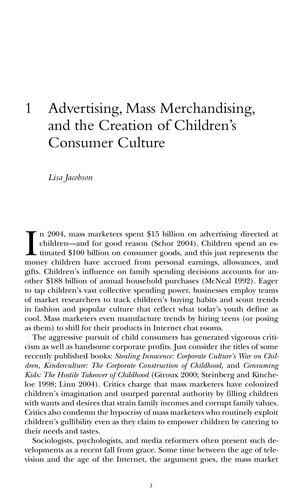 Children and consumer culture in American society