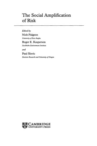 The social amplification of risk