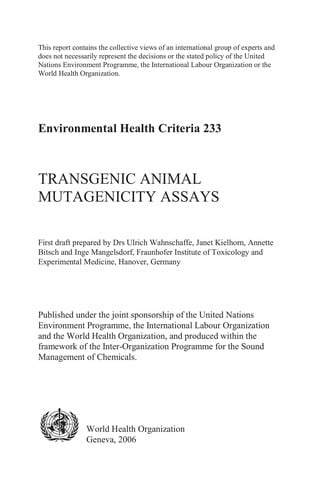 Transgenic animal mutagenicity assays