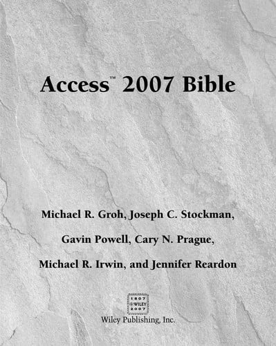 Access 2007 bible