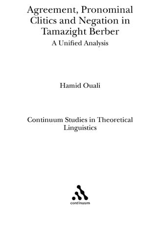 Agreement, pronominal clitics and negation in Tamazight Berber