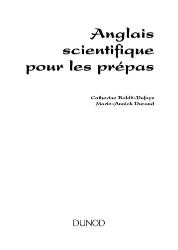 Anglais scientifique pour les prépas