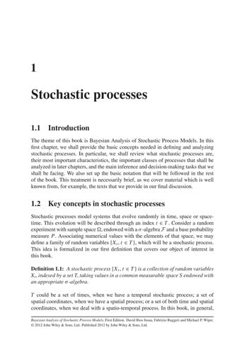 Bayesian analysis of stochastic process models