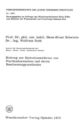 Beitrag zur Hydrationswärme von Portlandzementen und deren Bestimmungsmethoden
