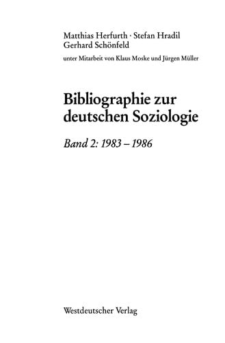 Bibliographie zur deutschen Soziologie