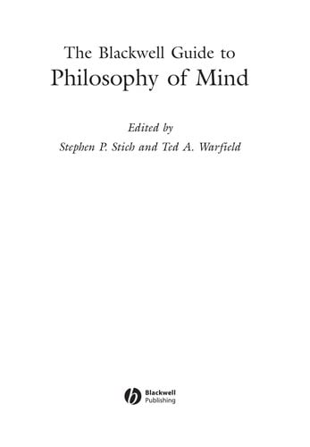 The Blackwell guide to philosophy of mind