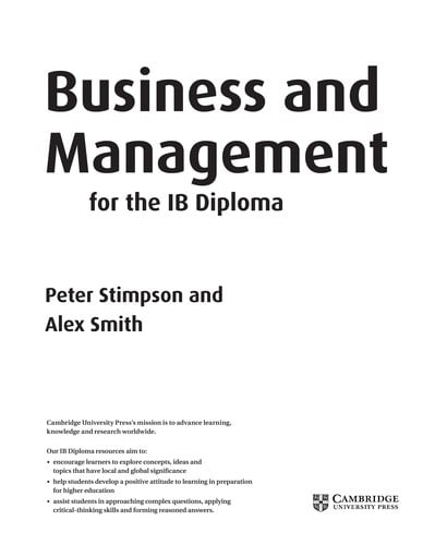 Business and management for the IB Diploma