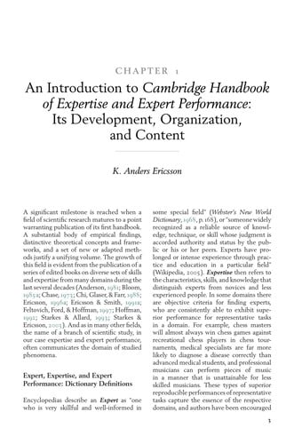 The Cambridge handbook of expertise and expert performance