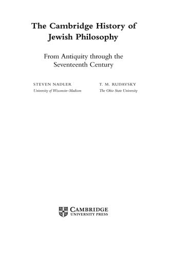 The Cambridge history of Jewish philosophy
