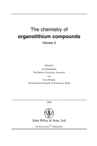 The chemistry of organolithium compounds