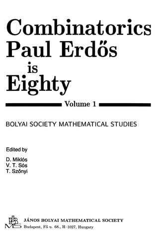 Combinatorics, Paul Erdős is eighty