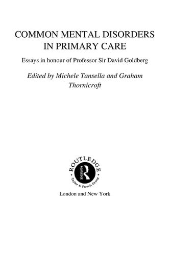 Common mental disorders in primary care