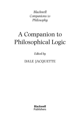 COMPANION TO PHILOSOPHICAL LOGIC; ED. BY DALE JACQUETTE