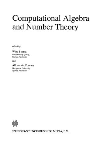 Computational Algebra and Number Theory