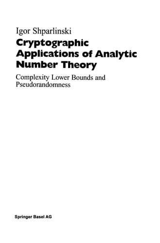 Cryptographic Applications of Analytic Number Theory