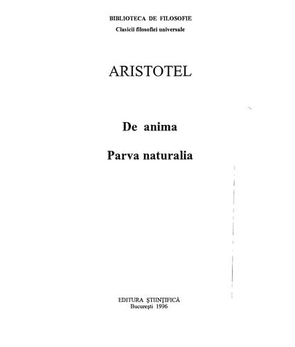 De anima ; Parva naturalia