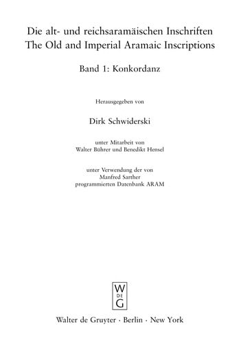 Die Alt-und reichsaramaischen inschriften