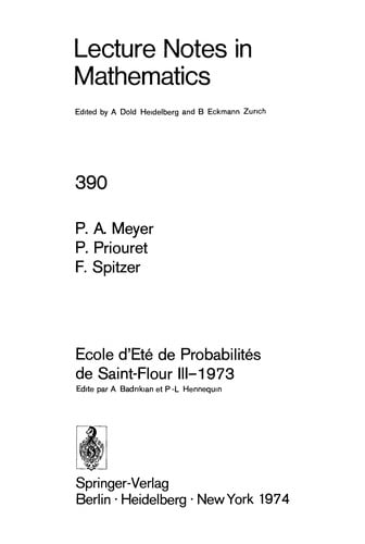 Ecole d'e te  de probabilite s de Saint-Flour III-1973