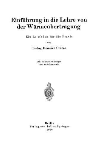Einführung in die Lehre von der Wärmeübertragung
