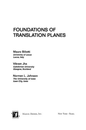 Foundations of translation planes
