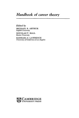 Handbook of career theory