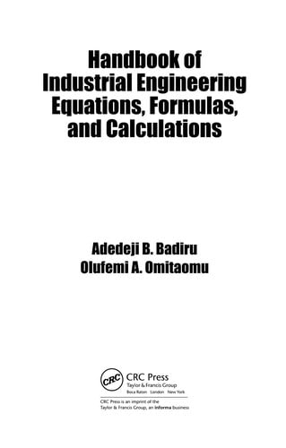 Handbook of industrial engineering equations, formulas, and calculations