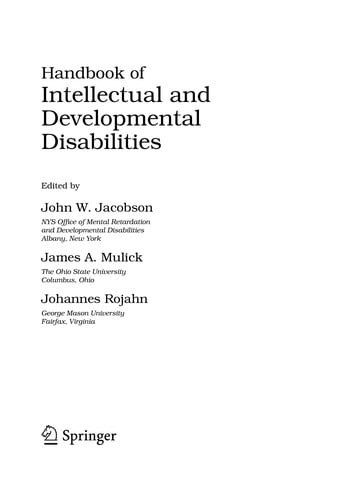 Handbook of intellectual and developmental disabilities