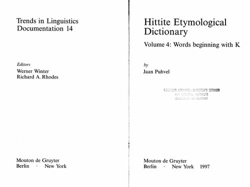 Hittite etymological dictionary