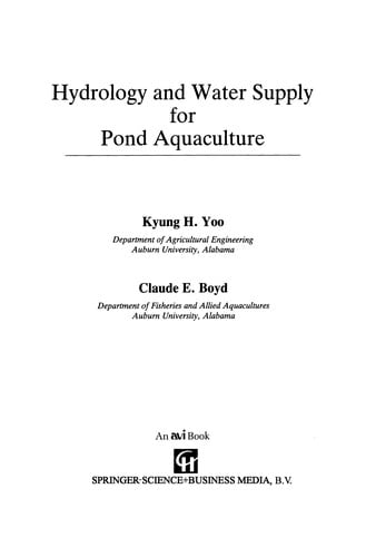 Hydrology and Water Supply for Pond Aquaculture