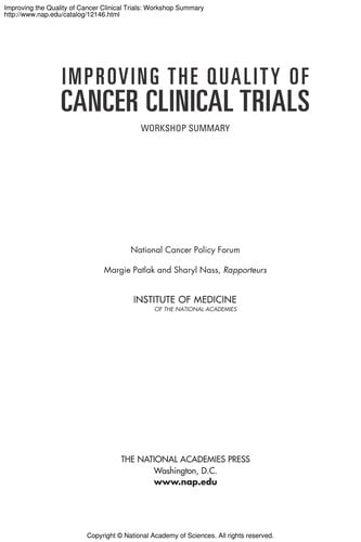 Improving the quality of cancer clinical trials